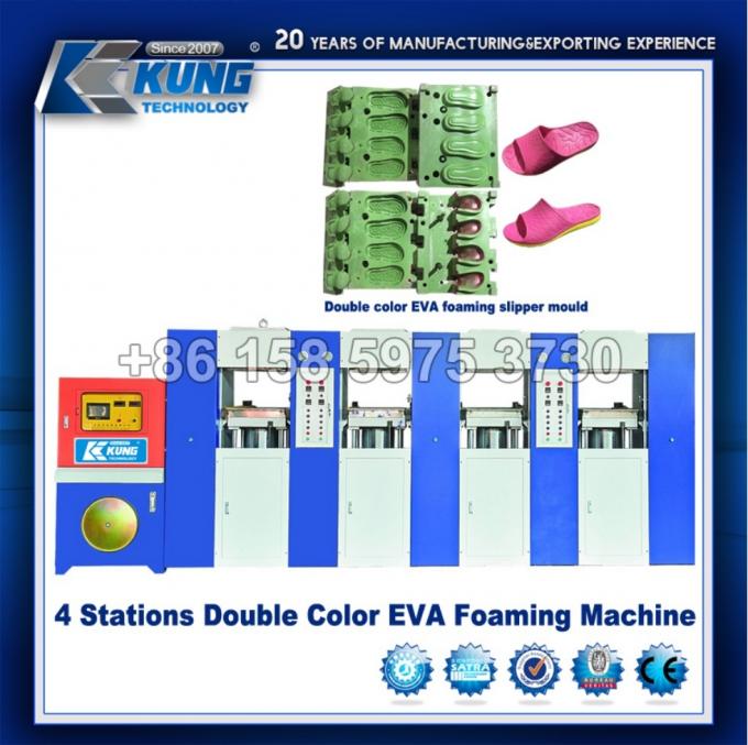 เครื่องฉีดรองเท้า EVA แบบปฏิบัติ 4 สถานีไฮดรอลิกสำหรับทำรองเท้าแตะ 0