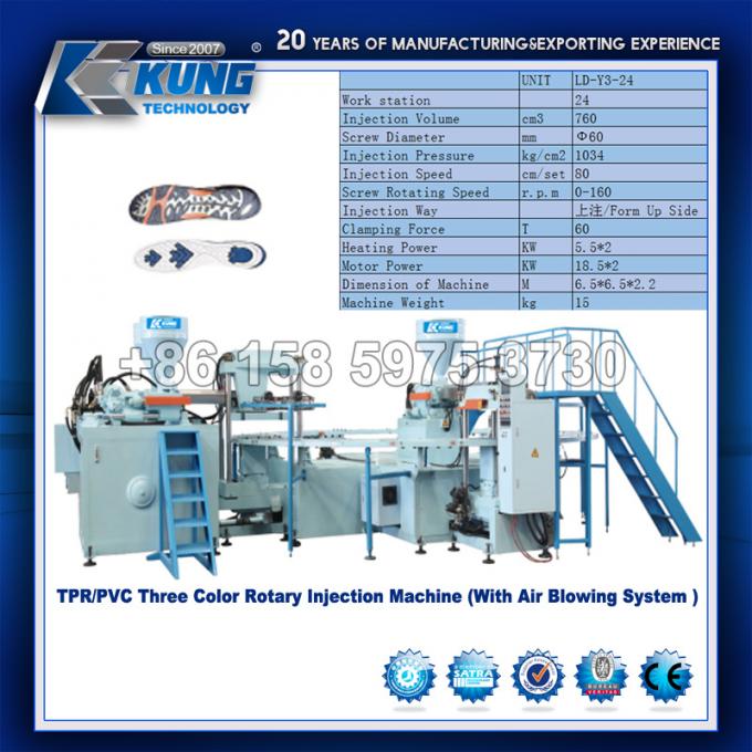 เครื่องฉีด TPR แบบโรตารี่สามสี, เครื่อง PVC Sole อเนกประสงค์ 0
